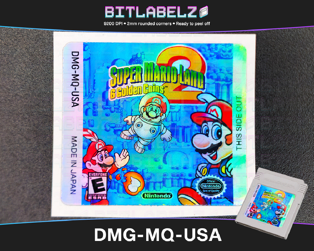 Super Mario Land 2 - Holographic Game Boy Label [DMG-MQ-USA]