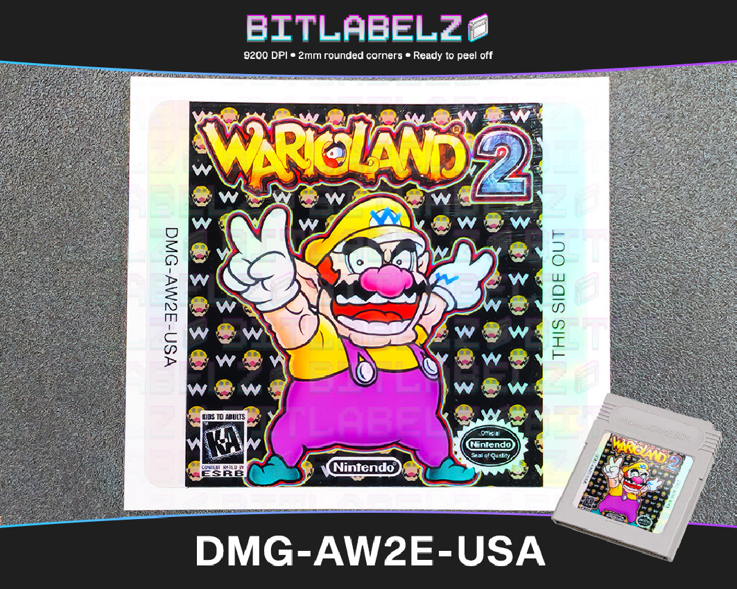 Wario Land 2 - Holografisches Game Boy Label [DMG-AW2E-USA]
