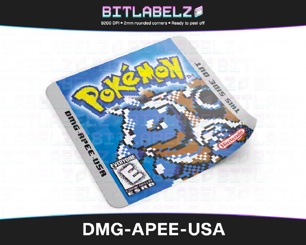 Pokemon Blue Version - Pixel-Art Game Boy Label [DMG-APEE-USA]