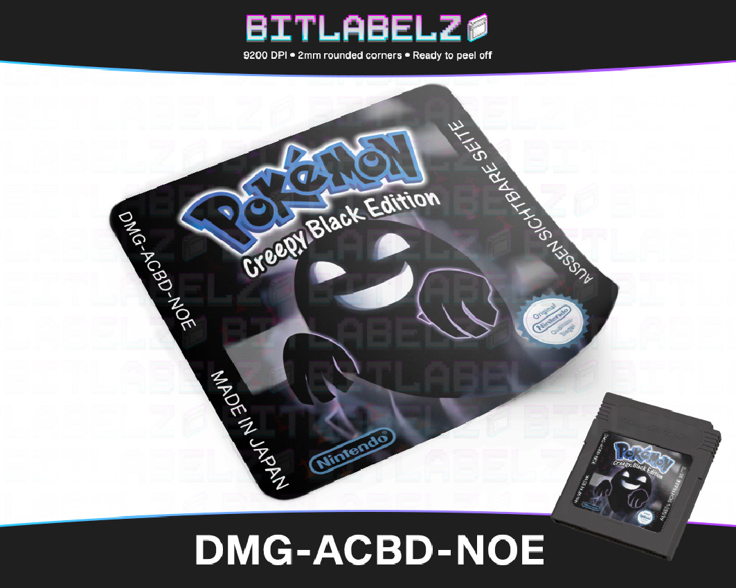 Pokemon Creepy Black Edition - Custom Game Boy Label [DMG-ACBD-NOE]