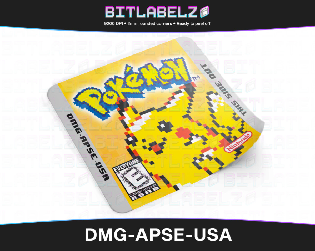 Pokemon Yellow Version - Pixel-Art Game Boy Label [DMG-APSE-USA]