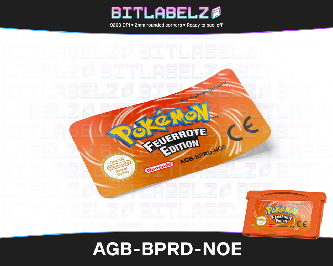 Pokemon Feuerrote Edition - Game Boy Advance Label [AGB-BPRD-NOE] with Metallic Effect