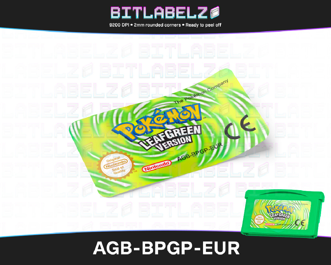 Pokemon LeafGreen Version - Game Boy Advance Label [AGB-BPGP-EUR] with Metallic Effect