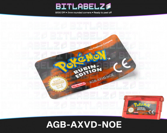 Pokemon Rubin-Edition - Game Boy Advance Label [AGB-AXVD-NOE] with Metallic Effect