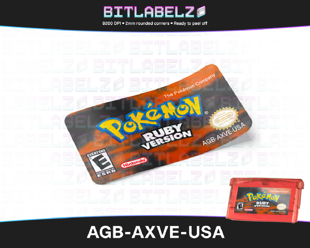 Pokemon Ruby Version - Game Boy Advance Label [AGB-AXVE-USA] mit Metallic Effekt