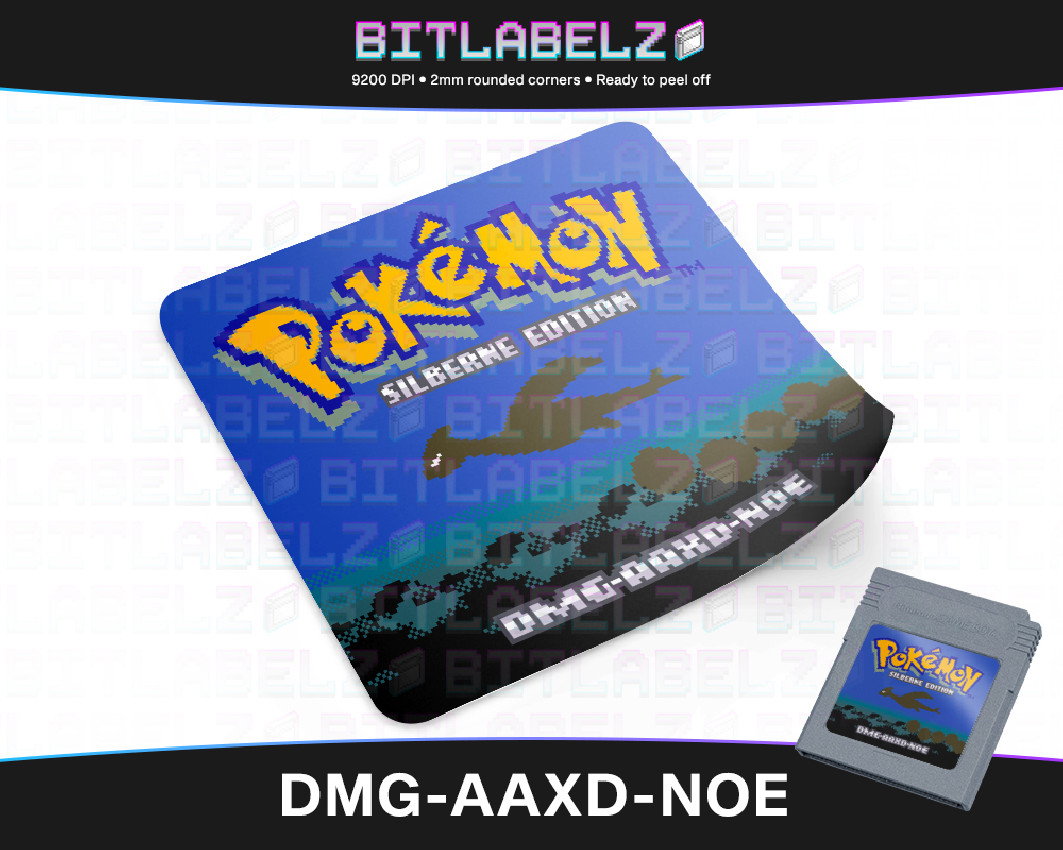 Pokemon Silberne Edition - Pixel-Art Game Boy Color Label [DMG-AAXD-NOE]