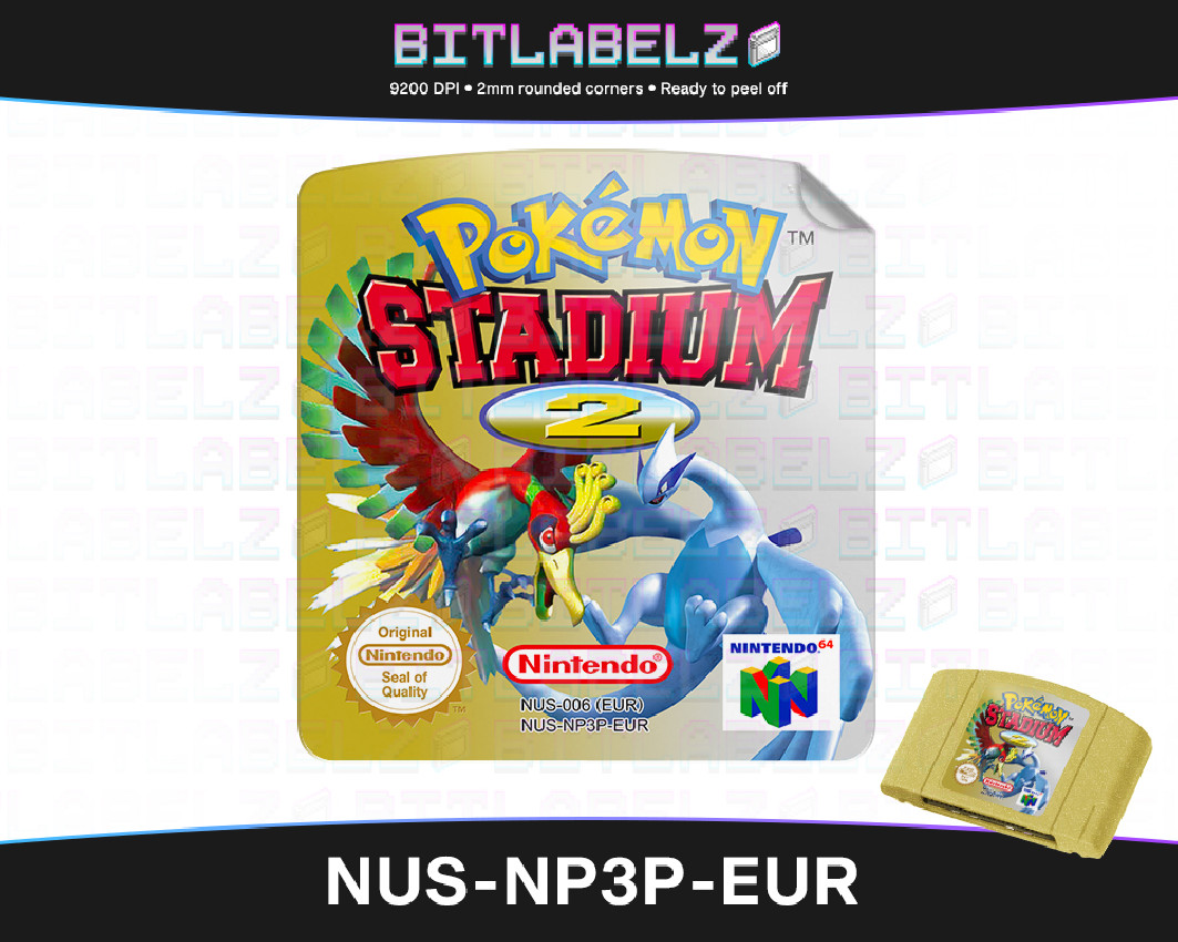 Pokemon Stadium 2 - Nintendo 64 Label [NUS-NP3P-EUR] with Metallic Effect