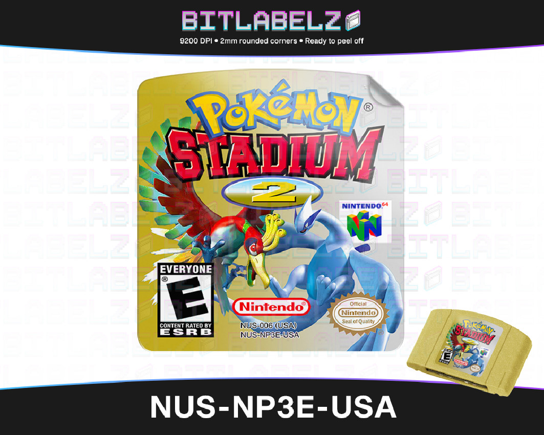 Pokemon Stadium 2 - Nintendo 64 Label [NUS-NP3E-USA] mit Metallic Effekt