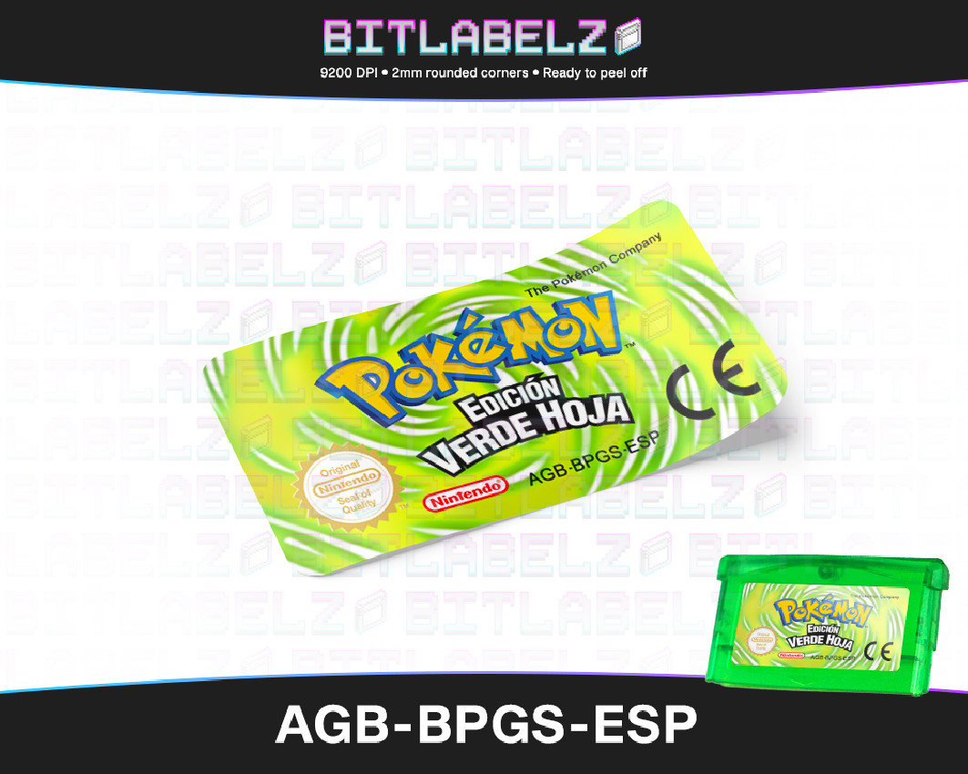 Pokemon Edicion Verde Hoja - Game Boy Advance Label [AGB-BPGS-ESP] mit Metallic Effekt