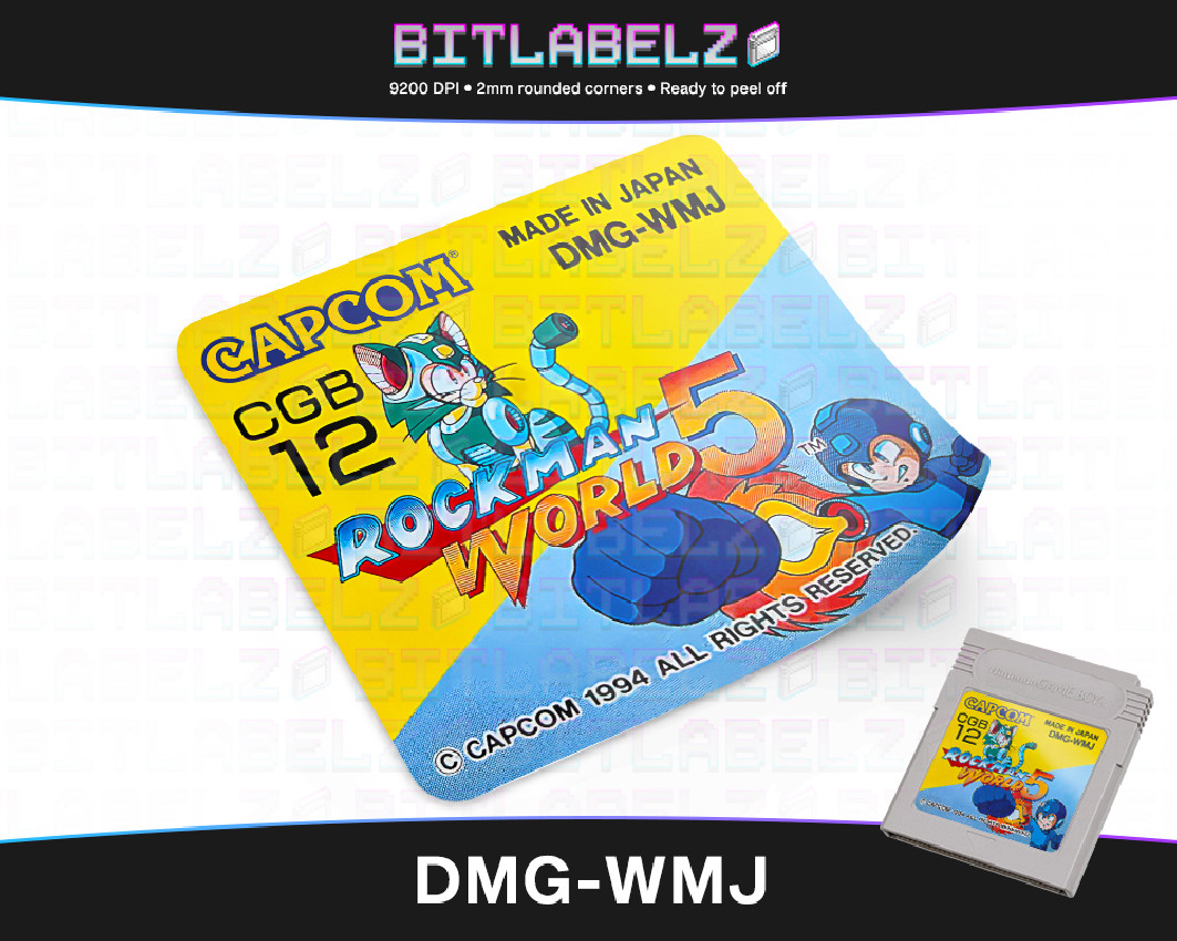 Rockman World 5 / Mega Man V - Game Boy Label [DMG-WMJ]