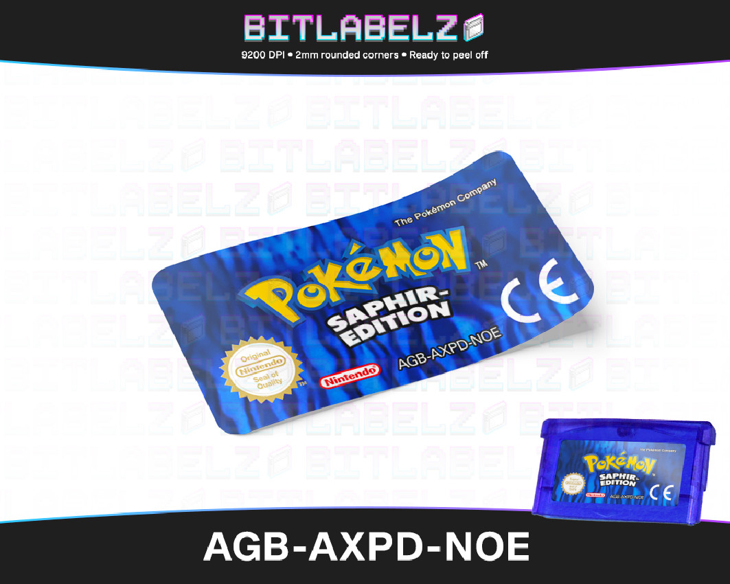 Pokemon Saphir Edition - Game Boy Advance Label [AGB-AXPD-NOE] mit Metallic Effekt