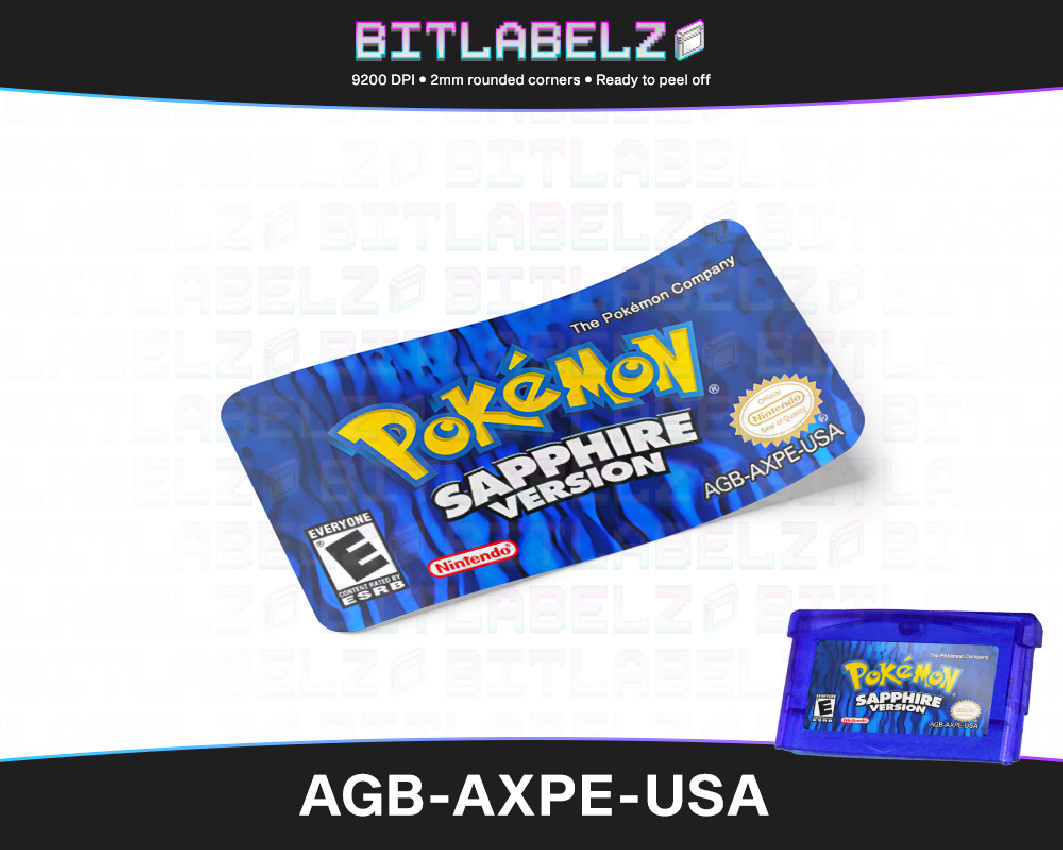 Pokemon Sapphire Version - Game Boy Advance Label [AGB-AXPE-USA] mit Metallic Effekt