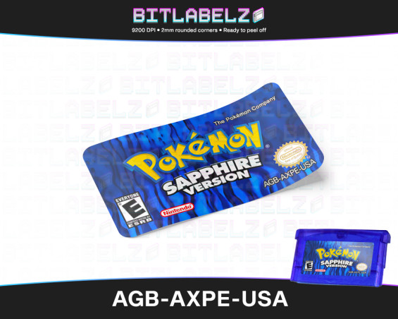 Pokemon Sapphire Version - Game Boy Advance Label [AGB-AXPE-USA] mit Metallic Effekt