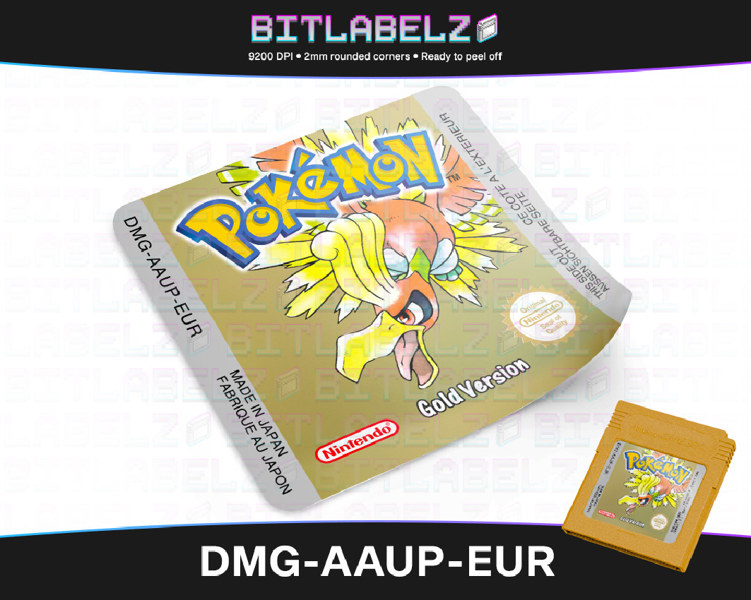 Pokemon Gold Version - Game Boy Color Label [DMG-AAUP-EUR]  with Gold Effect