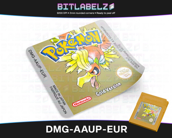 Pokemon Gold Version - Game Boy Color Label [DMG-AAUP-EUR] mit Gold Effekt