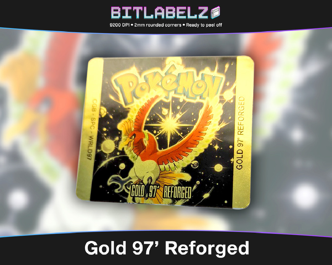 Pokemon Gold 97' Reforged - Custom Game Boy Color Label mit Gold Effekt