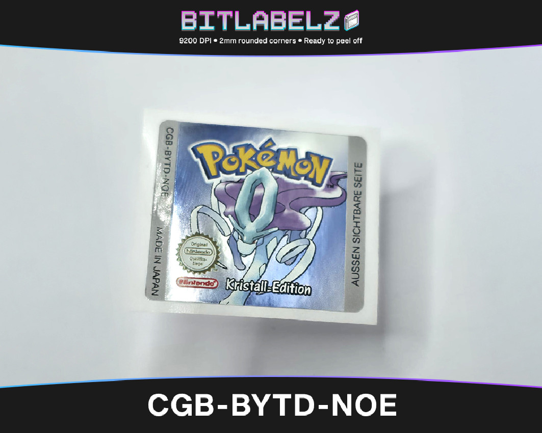 Pokemon Kristall Edition - Game Boy Color Label [CGB-BYTD-NOE] mit Metallic Effekt