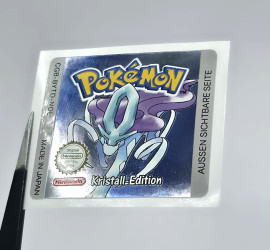 Pokemon Kristall Edition - Game Boy Color Label [CGB-BYTD-NOE] with Metallic Effect