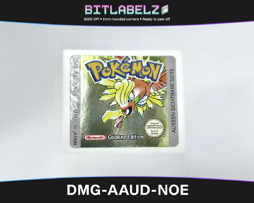 Pokemon Goldene Edition - Game Boy Color Label [DMG-AAUD-NOE] mit Gold Effekt