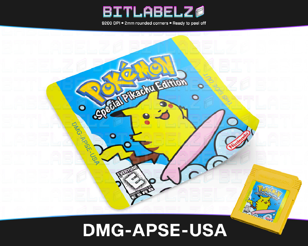Pokemon Yellow Surfing Pikachu - Custom Game Boy Label [DMG-APSE-USA]