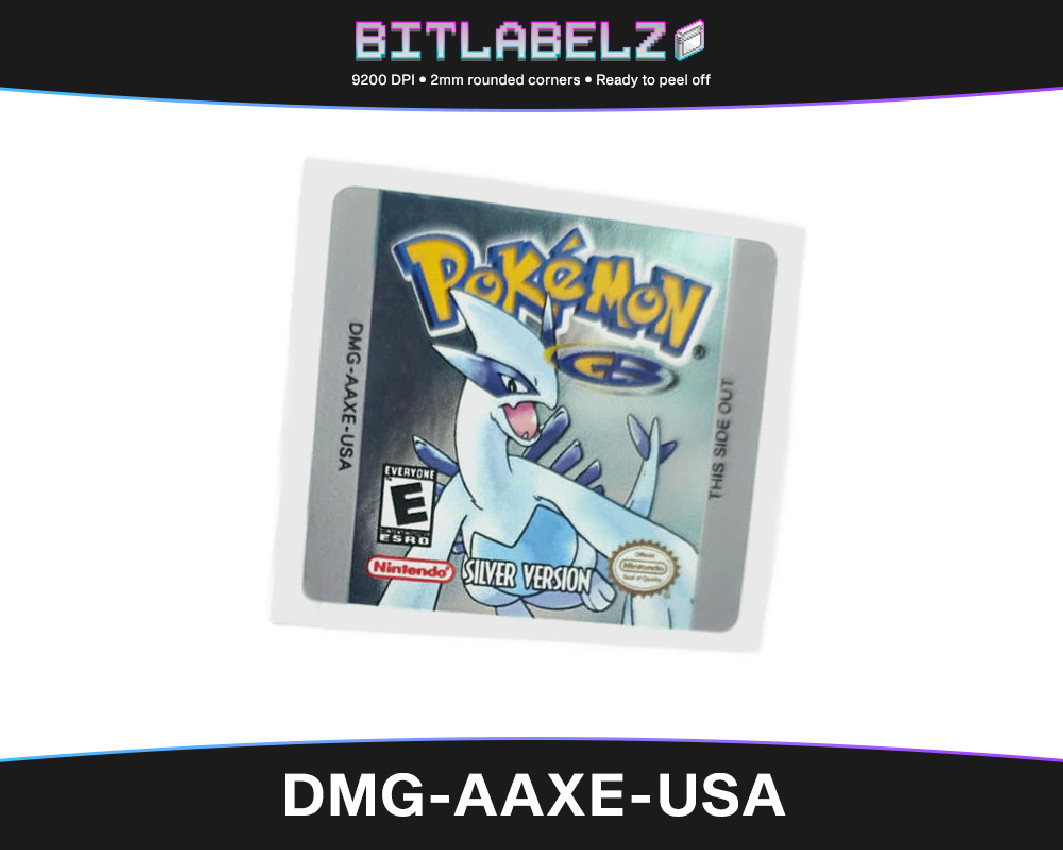 Pokemon Silver Version - Game Boy Color Label [DMG-AAXE-USA] mit Silber Effekt