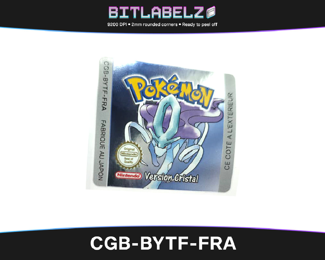 Pokemon Version Cristal - Game Boy Color Label [CGB-BYTF-FRA] with Metallic Effect