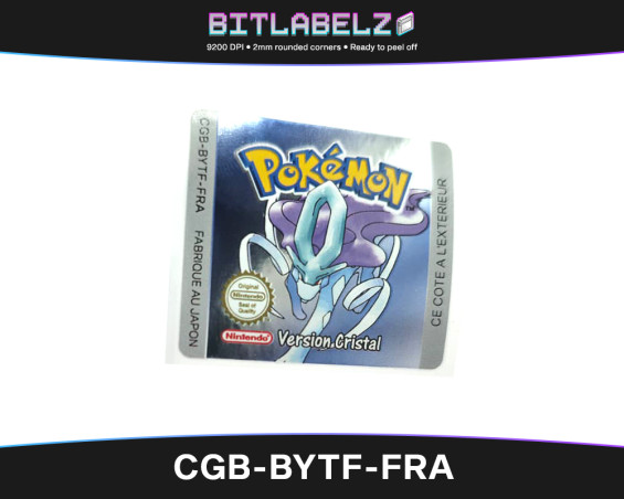 Pokemon Version Cristal - Game Boy Color Label [CGB-BYTF-FRA] with Metallic Effect