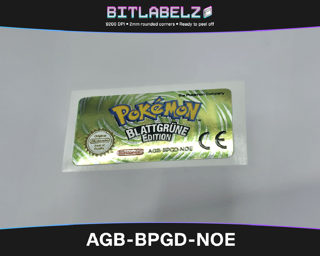Pokemon Blattgüne Edition - Game Boy Advance Label [AGB-BPGD-NOE] with Metallic Effect