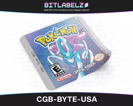 Pokemon Crystal Version - Game Boy Color Label [CGB-BYTE-USA] with Metallic Effect