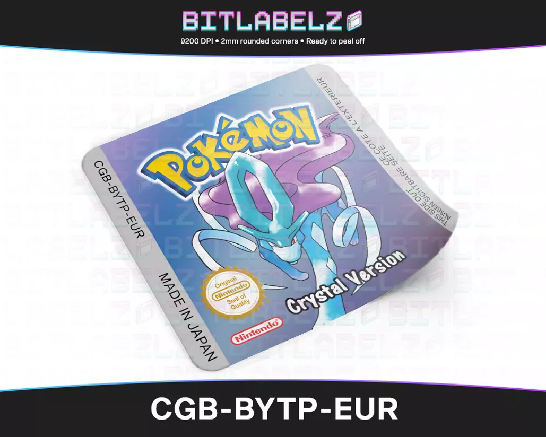 Pokemon Crystal Version - Game Boy Color Label [CGB-BYTP-EUR] mit Metallic Effekt