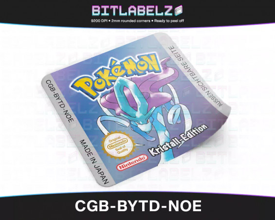 Pokemon Kristall Edition - Game Boy Color Label [CGB-BYTD-NOE] mit Metallic Effekt