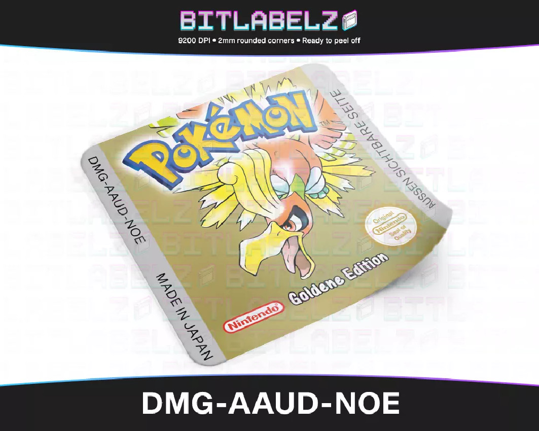 Pokemon Goldene Edition - Game Boy Color Label [DMG-AAUD-NOE] mit Gold Effekt