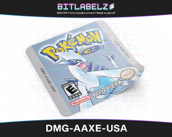 Pokemon Silver Version - Game Boy Color Label [DMG-AAXE-USA] with Silver Effect