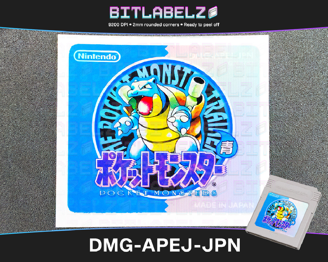 Pokemon Blau - Holografisches Game Boy Label [DMG-APEJ-JPN]