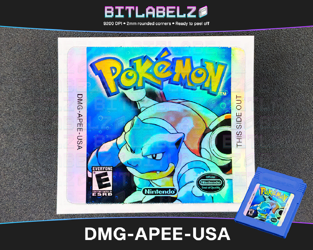 Pokemon Blue - Holografisches Game Boy Label [DMG-APEE-USA]