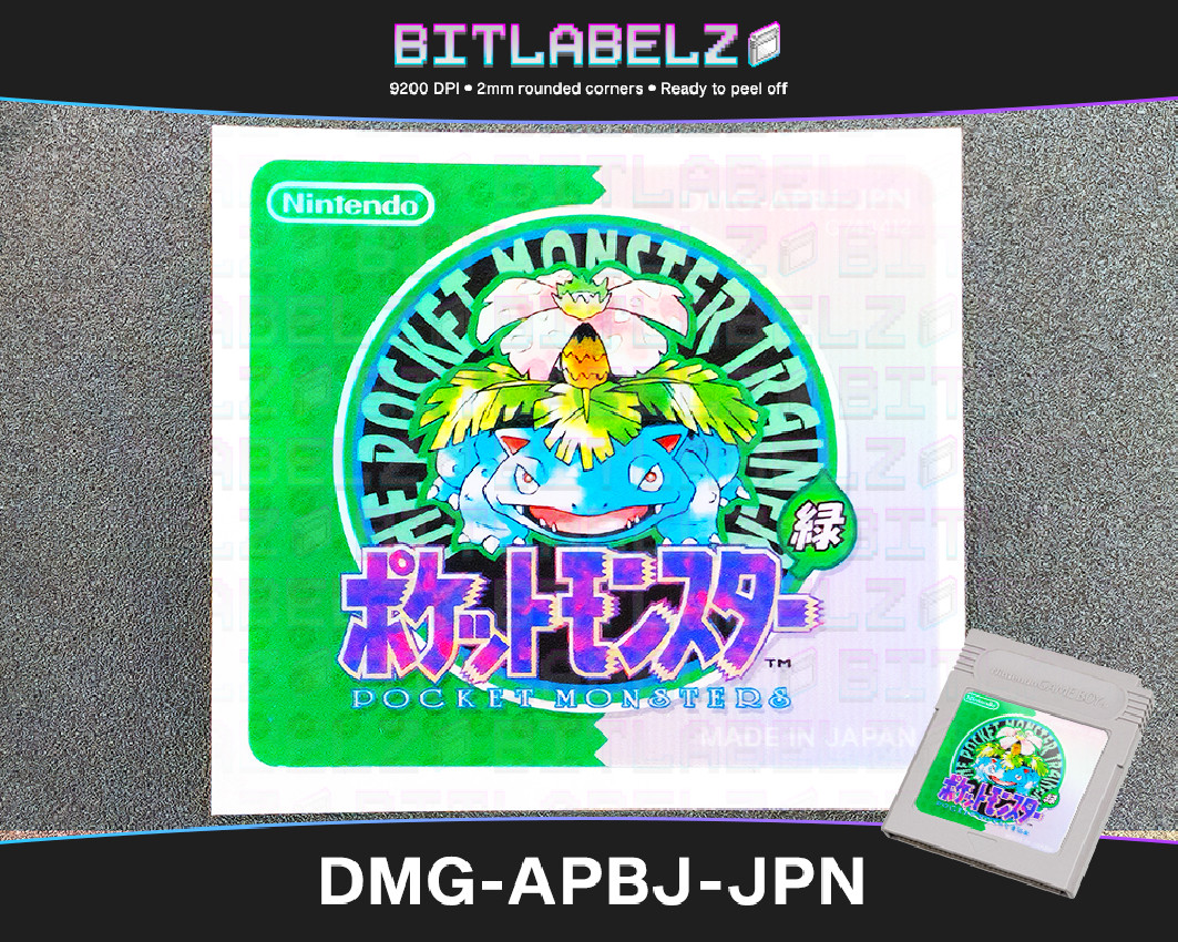 Pokemon Green - Holografisches Game Boy Label [DMG-APBJ-JPN]