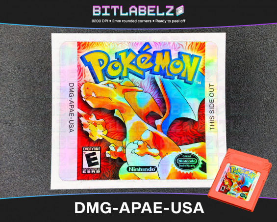 Pokemon Red - Holografisches Game Boy Label [DMG-APAE-USA]