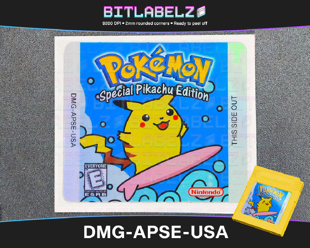 Pokemon Surfing Pikachu - Holografisches Game Boy Label [DMG-APSE-USA]