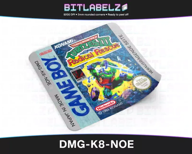 Teenage Mutant Ninja Turtles III: Radical Rescue - Etichetta Game Boy [DMG-K8-NOE]