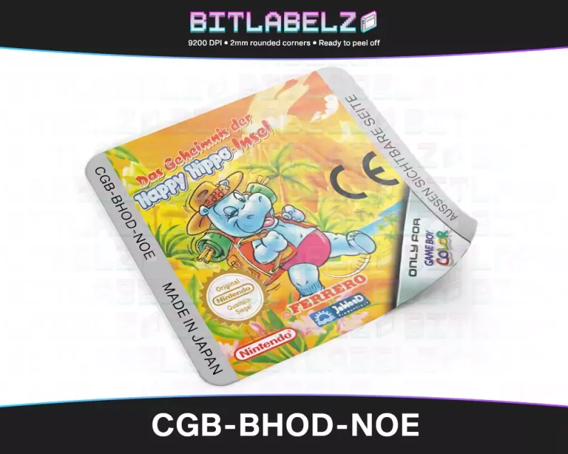 Das Geheimnis der Happy Hippo-Insel - Étiquette Game Boy Color [CGB-BHOD-NOE]