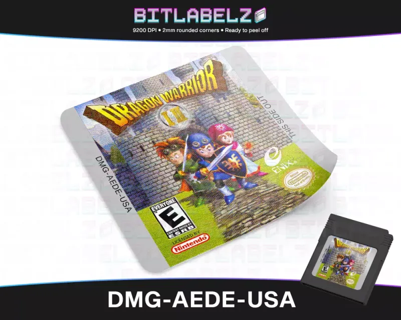 Dragon Warrior I & II - Etichetta Game Boy Color [DMG-AEDE-USA]
