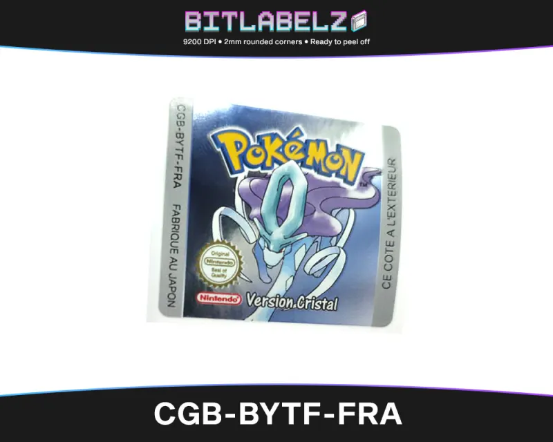Pokemon Version Cristal - Etichetta Game Boy Color [CGB-BYTF-FRA] con effetto metallizzato