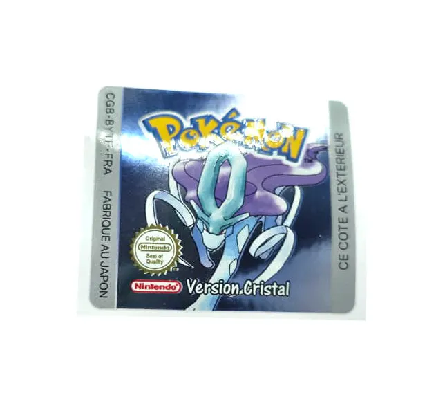 Pokemon Version Cristal - Etichetta Game Boy Color [CGB-BYTF-FRA] con effetto metallizzato