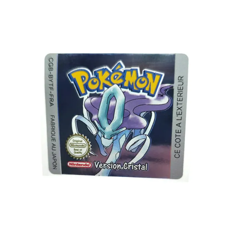 Pokemon Version Cristal - Etichetta Game Boy Color [CGB-BYTF-FRA] con effetto metallizzato