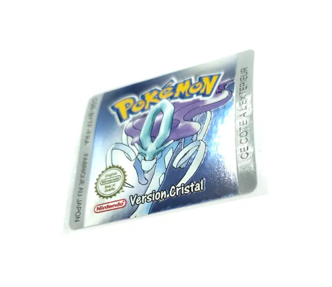 Pokemon Version Cristal - Etichetta Game Boy Color [CGB-BYTF-FRA] con effetto metallizzato