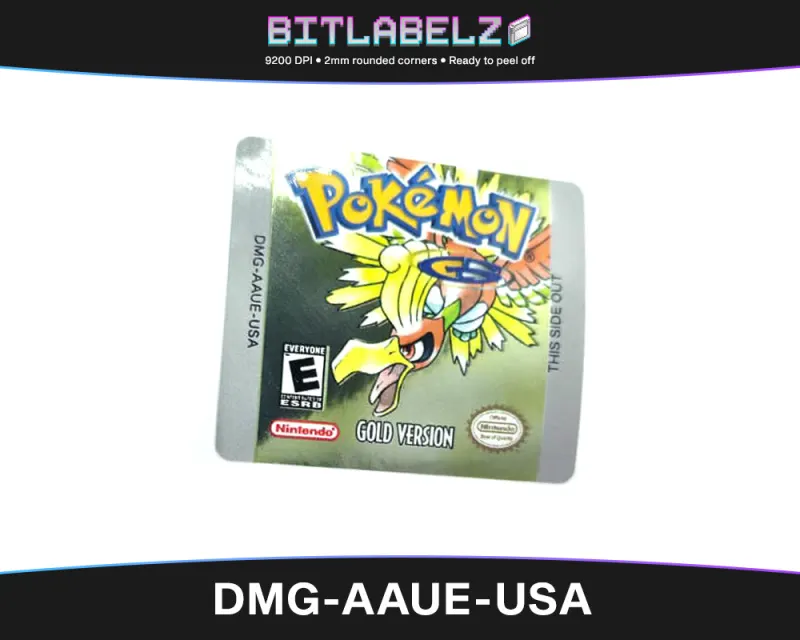 Pokemon Gold Version - Etichetta Game Boy Color [DMG-AAUE-USA] con effetto oro