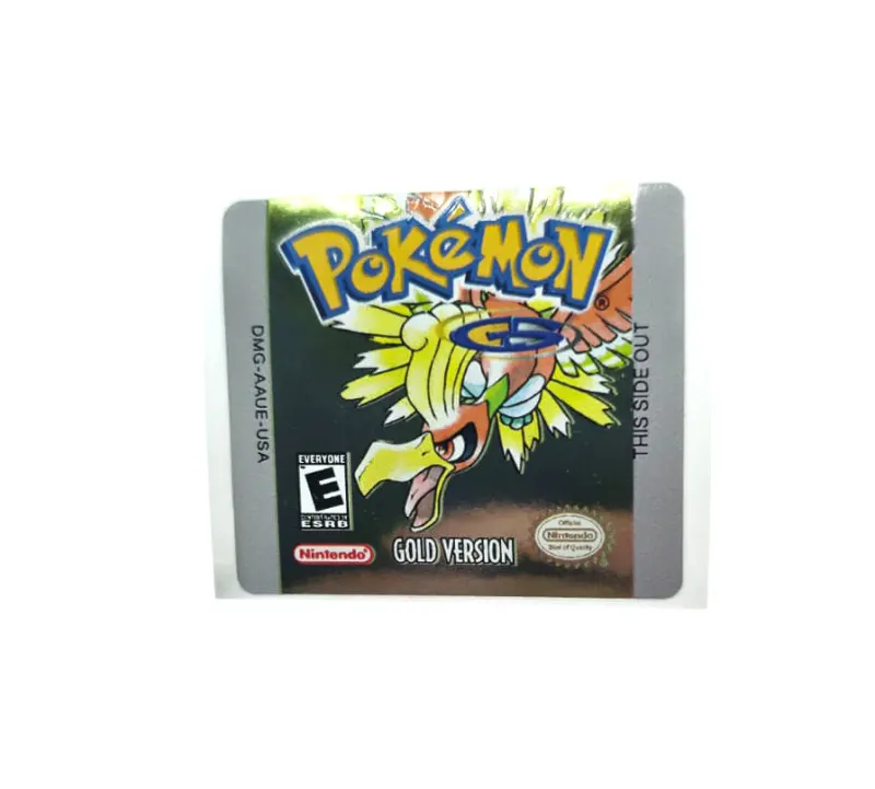 Pokemon Gold Version - Etichetta Game Boy Color [DMG-AAUE-USA] con effetto oro