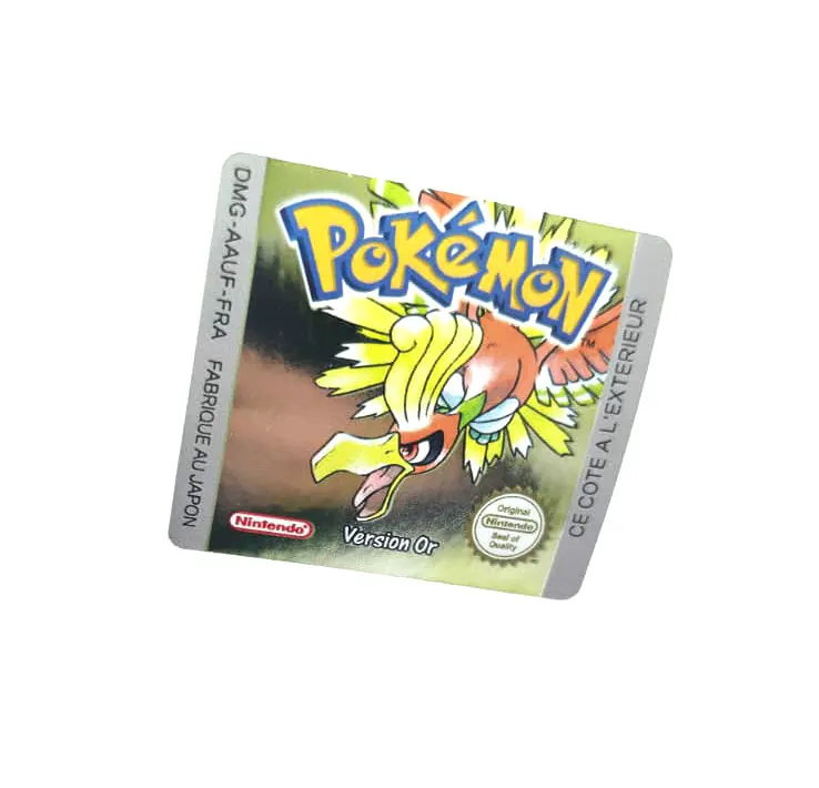 Pokemon Version Or - Etichetta Game Boy Color [DMG-AAUF-FRA] con effetto oro