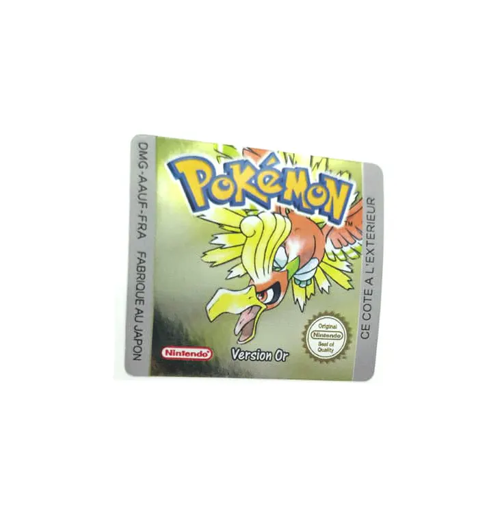 Pokemon Version Or - Etichetta Game Boy Color [DMG-AAUF-FRA] con effetto oro