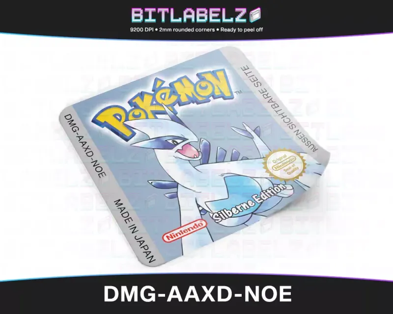 Pokemon Silberne Edition - Etichetta Game Boy Color [DMG-AAXD-NOE] con effetto argento